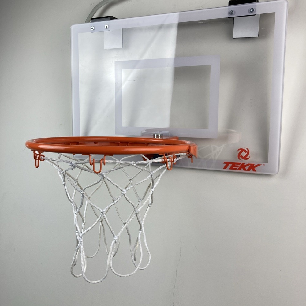 TEKK Over-the-Door Mini Basketball Hoop Door-Mounted White/Orange Rim